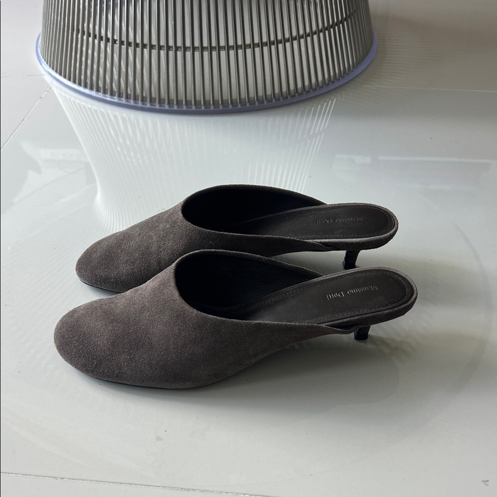 Massimo Dutti Brown Suede Low Heel Mules